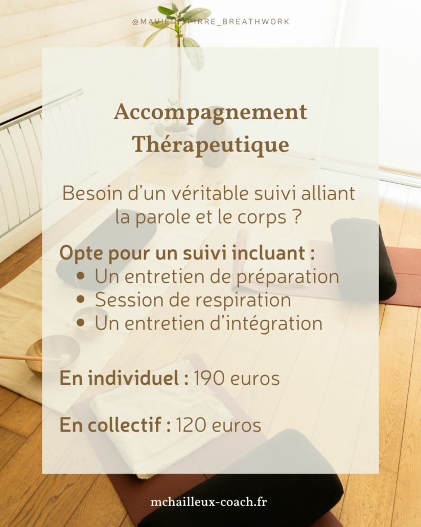 Tarif accompagnement Individuel : 190e Collectif : 120e